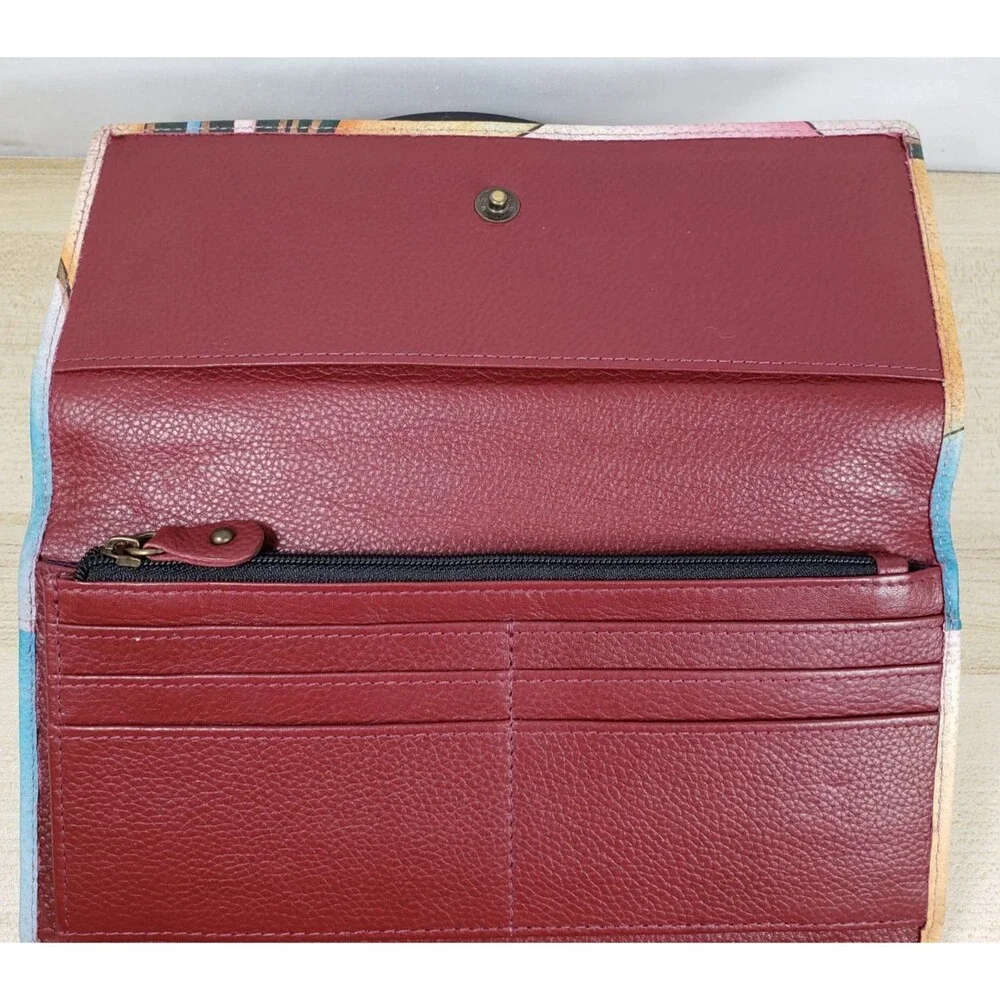 Anushka By Anna Stained Glass Art Dragonfly Genuine Leather Multi Pocket Wallet